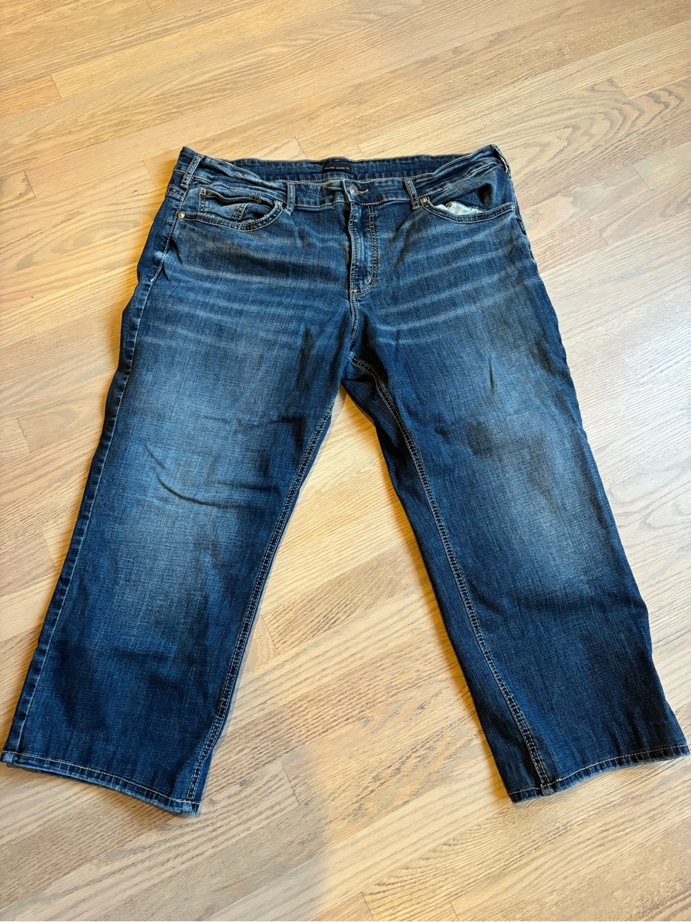 Silver Jeans Co. Men's Dark Blue Denim Jeans - Classic Straight Fit W 42 Short